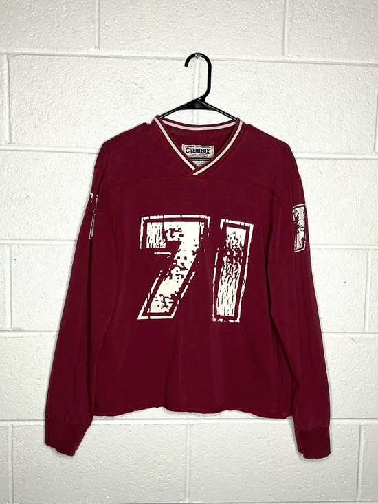 < Y2K Cremieux Distressed Jersey Style Long Sleeve Shirt > - Picture 3 of 3